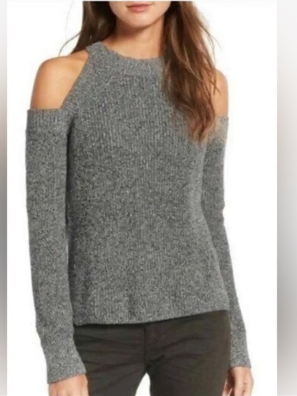 Rag & Bone Marled Gray Cold-Shoulder Knit Sweater
